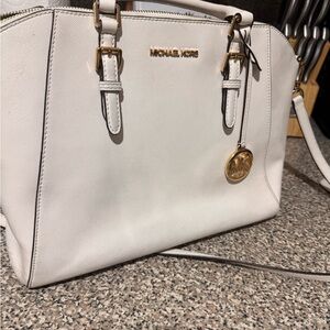 Michael Kors Cream Satchel with Gold Accents